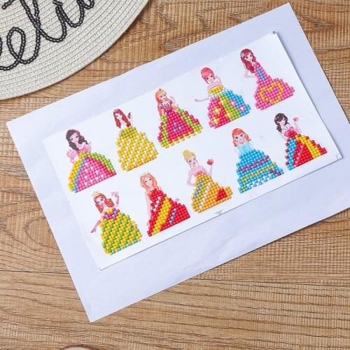 5D DIY Full Drill Round Cartoon Girls Diamond Painting Puzzle Children Sticker Little Girl Diamond Paintings sticker