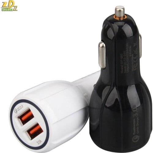 100pcs/lot Quick Charge 3.0 Car Charger For Mobile Phone Dual Usb Car Charger Qc3.0 Fast Charging Adapter Mini Usb Car Charger