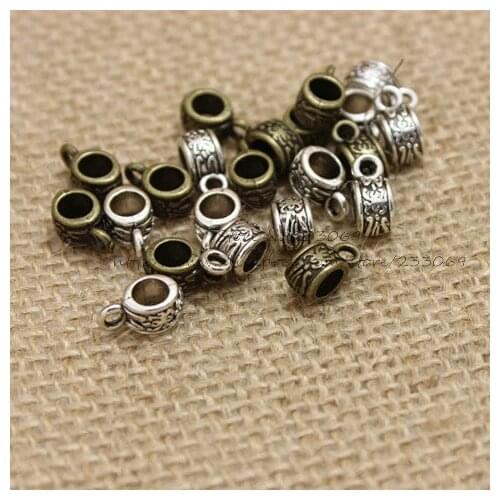 Free Shipping! 100pcs 5*6*11mm two color Flower Pattern Bail Beads Jewelry Making T0323