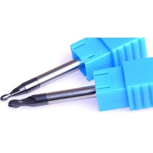 Free shipping 6pcs/lot R2 Real HRC45 2 flutes ball nose endmill milling cutter CNC router bit, coating bits R2X4X50mm