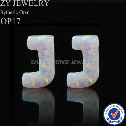 Free Shipping Capital Letters Pendant Stone OP17 Fire White Synthetic Opal Letter J Opal Beads with Hole for Necklace