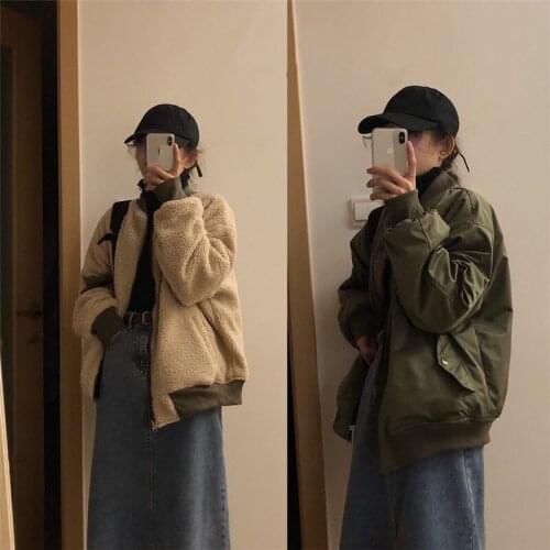 Price is not lower than make firm offers winter lambs wool cardigan coat against thickening cotton-padded jacket