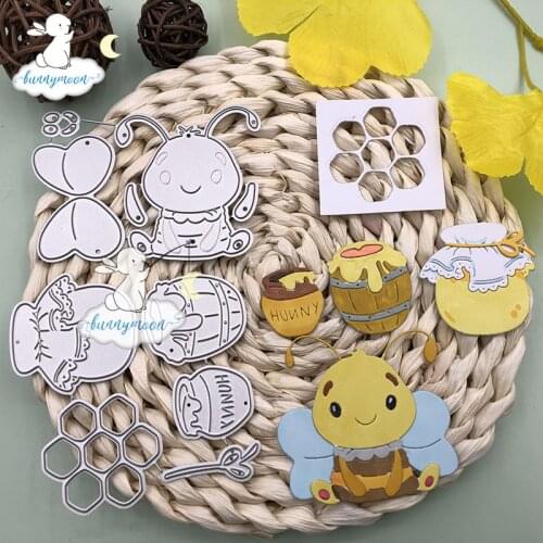 Bunnymoon 2020 Lovely Bee Honey Metal Cutting Dies Animal Insect Pet Stencil For DIY Scrapbooking Embossing