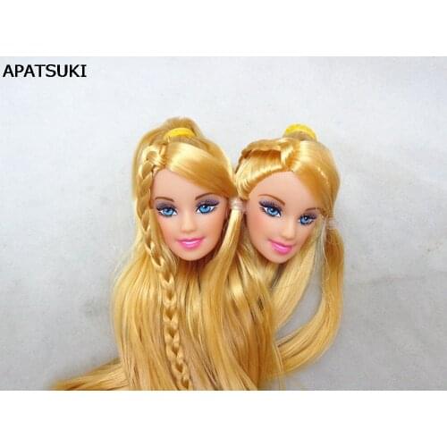2pcs/lot DIY Kids Toy Golden Hair Princess Doll Head Doll Accessories For 11.5" Doll Heads For 1/6 BJD Doll House
