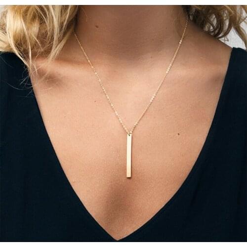 Long Necklace Initial Bar Jewelry Gold Chocker Handmade Pendants Kolye Necklace for Women Bridesmaid Gift