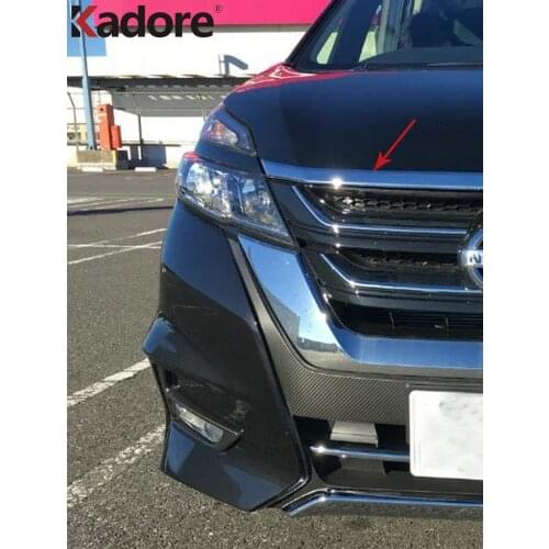 For Nissan Serena C27 2016 2017 2018 2019 ABS Chrome Front Hood Engine Cover Trim Head Grille Grills Strip Car Accessories