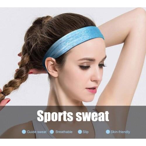 Women Men Sport Sweat Sweatband Solid Color Non Slip Wide Headband Yoga Gym Elastic Stretch Head Band Hair