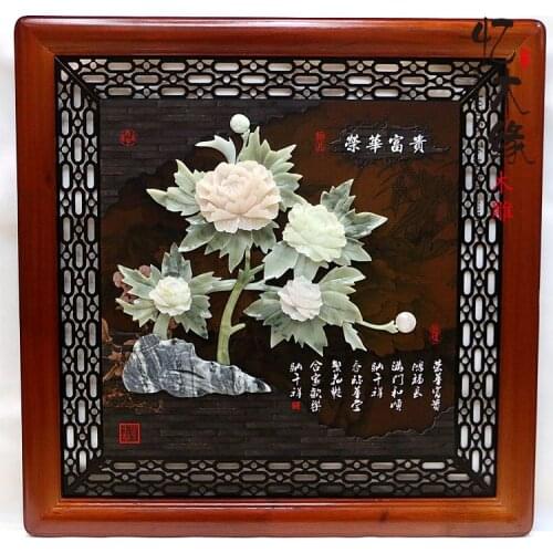 Dongyang wood carvings, jade carvings, murals, solid wood framed, modern living room decorative painting, three-dimensional reli