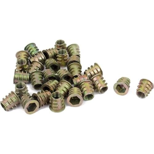 30 Pcs M6x10mm Hex Socket Screw in Thread Insert Nut for Wood