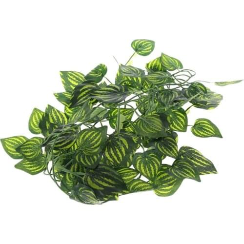 Artificial Watermelon Vine Reptile Lizards Terrarium Climb Decoration Fake Plants Leaves D08D