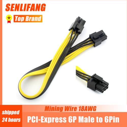 Graphics Video Card Miner Mining Wire 18AWG 1PCS PCI-E PCIE PCI-Express 6P Male to 6Pin Male DIY Power Cable BTC Extended