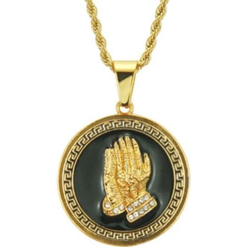 Karopel 2021 New Round Pendant Necklace Hip Hop Men Jewelry Iced Out Micro With 24" Rope Gold Chain Jewelry Gift