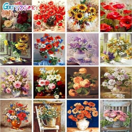 GATYZTORY Painting By Numbers For Adults Flowers Canvas Drawing DIY Oil Painting HandPainted Kits Home Wall Decor