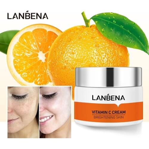LANBENA Face Cream Vitamin C Whitening Nourish Brighten Remove Freckle Improving Dull Skin Anti Aging Refreshing Not Greasy 50g