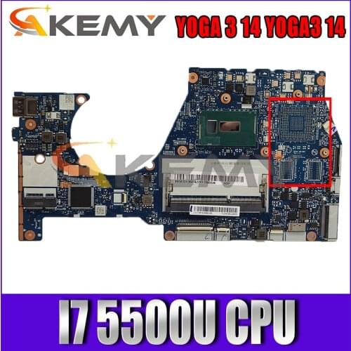 Akemy BTUU1 NM-A381 For Lenovo YOGA 3 14 YOGA3 14 Laptop Motherboard 5B20H35602 5B20H35614 CPU I7 5500U DDR3 100% Test