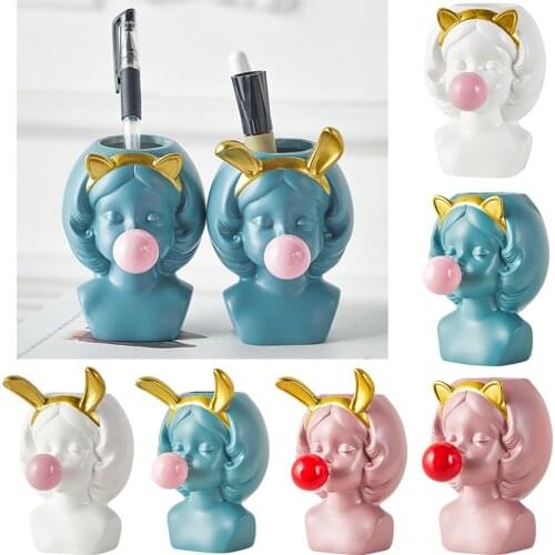 Cute Girl Blowing Bubbles Succulent Planters Vinyl Flower Pot for Home Tabletop Decor, Various Styles Available