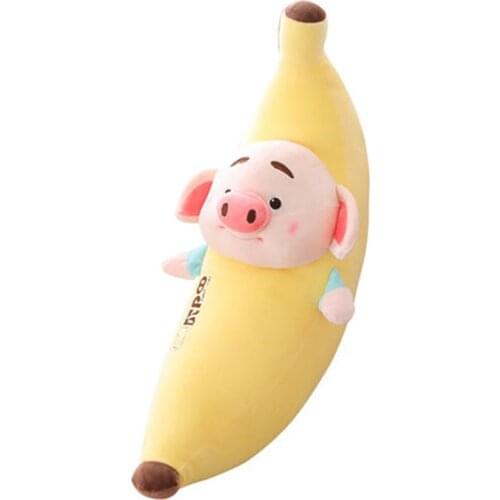 Cute transformed pig doll sleeps long pillow cartoon little fat pig doll plush doll watermelon banana cylinder