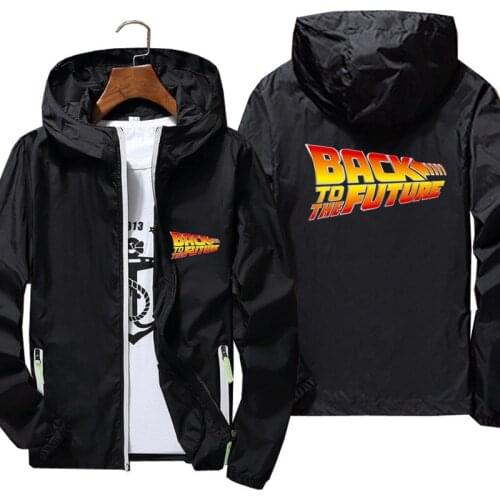 Mens Back To The Future Thin Reflective Skin Jackets Windbreaker Parkas Sport Coats Slim Fit Pilot Coat Clothing Plus Size 7XL