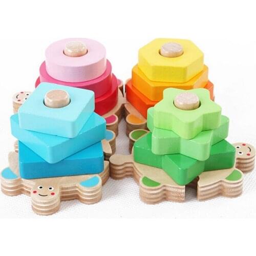 N142 genuine four pillar sets of baby geometric shape matching toys baby children benefit intelligence sets of blocks