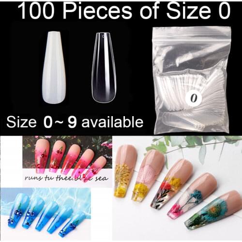 Sold By Certain Size 100 Pieces Of Ballerina False Nail Tips Full Cover Size 0 to Size 9 Available