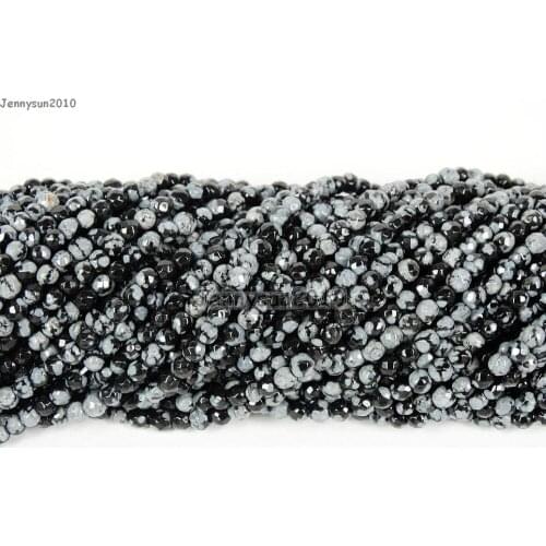 Natural Snow Flake Gems Stones 2mm Faceted Round Spacer Seed Beads 15.5'' Strand for Jewelry Making Crafts 5 Strands/Pack