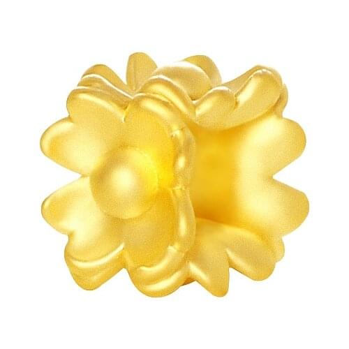 New 24K Yellow Gold Bracelet Women 999 Gold Flower Loose Beads Bracelet