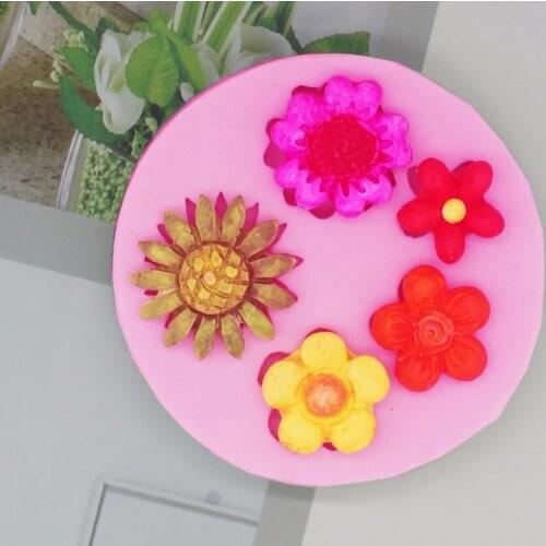 P986 p985 5 hole 7 hole small flower fondant silicone biscuit mould chocolate mold kitcthen tools