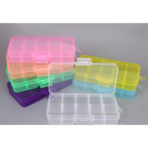 10 Slots Plastic Storage Jewelry Box Compartment Adjustable Container for Beads Earring for Jewelry Rectangle Box