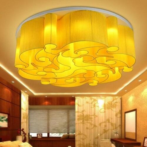 Chinese-style ceiling lamp circular atmosphere living room hotel engineering restaurant fabric lamps Chinese style led lighting