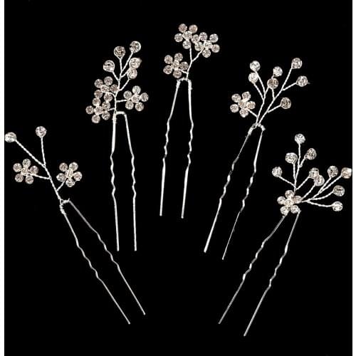 Simple Crystal Hair Pins Set Tiaras Flower Wedding Headpiece Handmade Women Headware Hair Accessories diademas para niñas