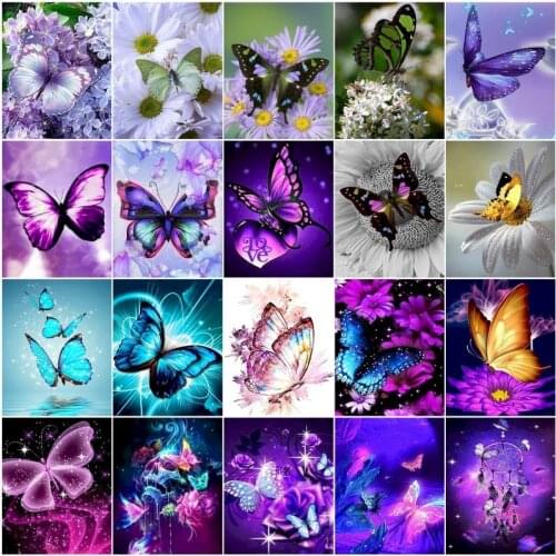 Purple Butterfly Oil Picture By Numbers Coloring Drawing Hand Painted Frame On Canvas Painting By Number For Adults Home Decor