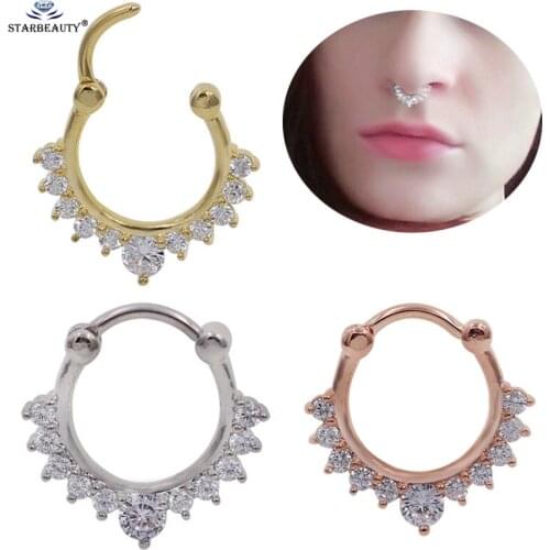 1pc 1.2x6mm Bright Bijoux Nose Ring Septum Rings Clicker Cartilage Earrings Nose Piercing Helix Piercing Oreja Women Jewelry