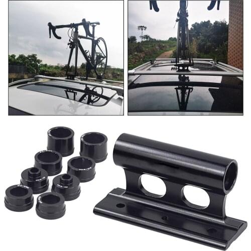 Alloy Bike Car Roof Mount Rack Thru Axle or Quick Release Fork Mount Bike Block Truck Carrier Storage Bracket with QR Adapters