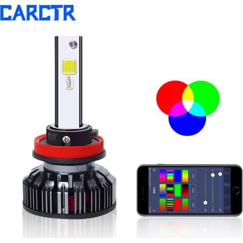 CARCTR New Car Led Fog Lights RGB 7 Colors Voice Control APP Bluetooth Control Super Bright Modified Car LED Headlights 40003