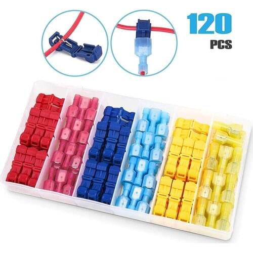 T-Tap Wire Connectors Self-Stripping Quick Splice Electrical Wire Terminals Insulated Male Quick Disconnect Spade Terminals Kit