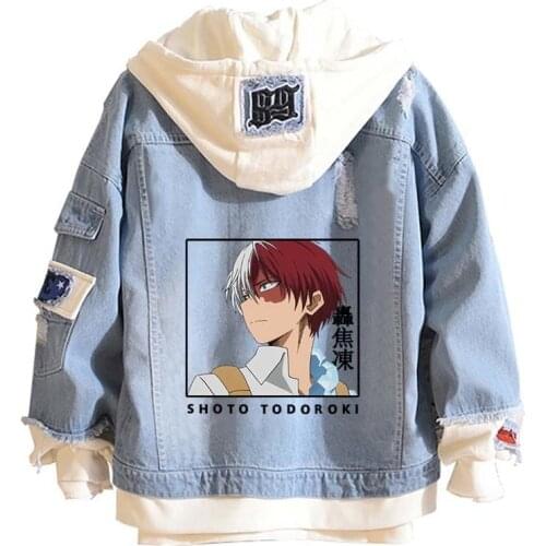 Todoroki Shoto Denim Jackets My Hero Academia Cosplay Tracksuit Unisex Couple Oversize Blue Cowboy Coat Hoodie Hooded Sweatshirt