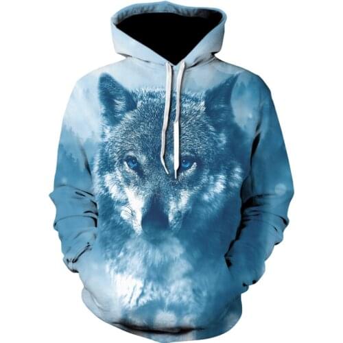 New fall mens brand sports hoodie fashion men and women hip hop long sleeve Wolf print street wear pocket hoodies