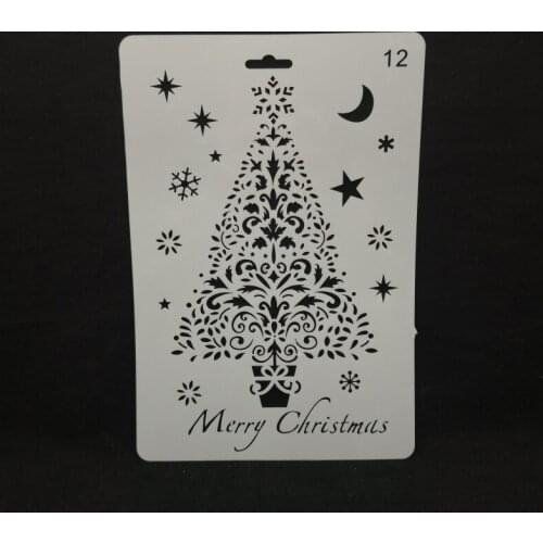 Christmas tree Layering Stencils Painting template graffiti hand copied board hollowed out photo album graphic spray tool