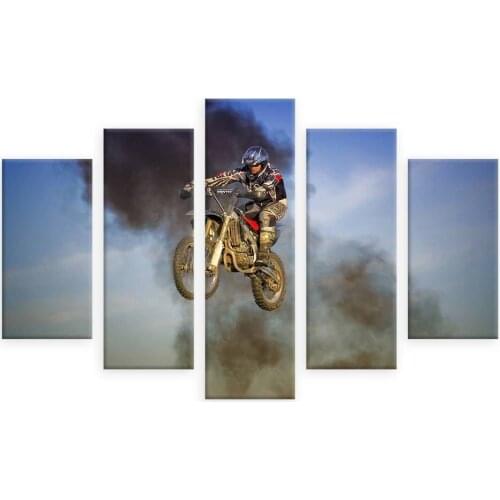 Stuntman On Motorcycle painting canvas 5 Panels split Canvas For Living Room Oil Paintings Prints Wall Decor Artwork