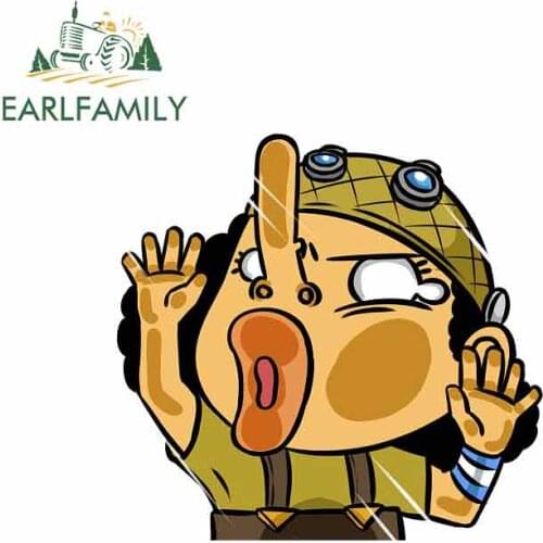 EARLFAMILY 13cm x 12.5cm for Usopp Anime Funny Car Stickers RV VAN 3D DIY Fine Decal JDM Vinyl Car Wrap Bumper Truck Graphics