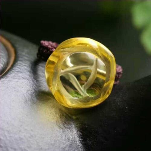 Handmade Weave Rose Flower Yellow Citrines Crystal Finger Ring for Women Green Aventurine Jewelry