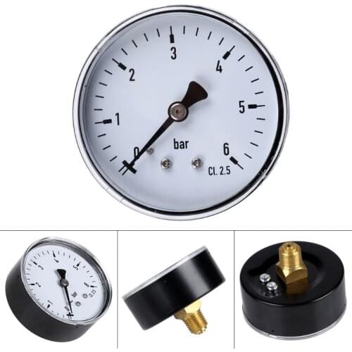 0-6 Bar Pressure Gauge Water Gas Air Pressure Compressor 1/4'' NPT Back Mount