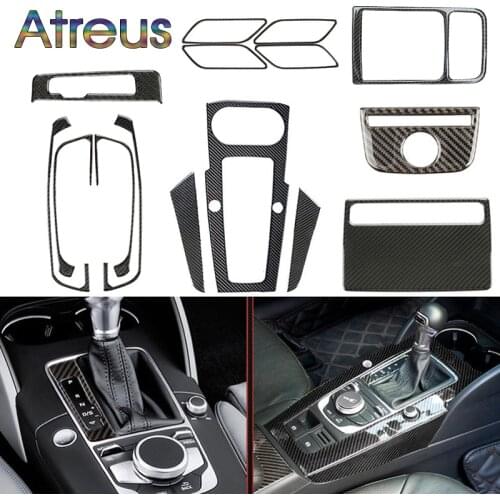 1set For Audi A3 8V 2018 12-2017 Gears Shift Windows LIfter Panel Air Outlet Door Bowl Trim Carbon Fiber Interior Car Stickers