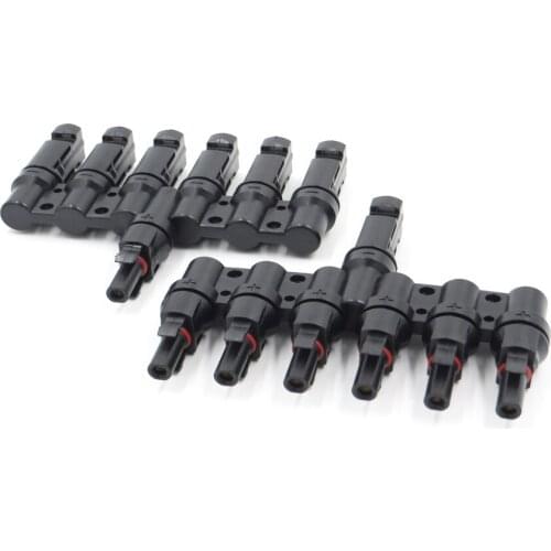 1pair x PV 6T 1 to 6 in Branch parallel connection 30A 1000V Electrical Solar Connector Photovoltaic Panel Cable Wire Connect