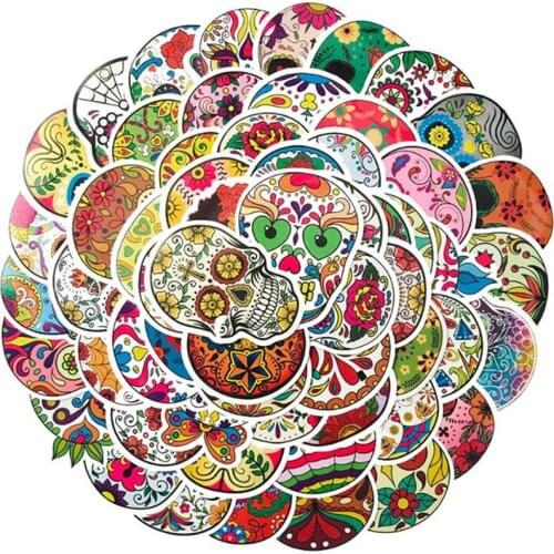 10/30/50PCS Color Face Skull Sticker Stationery Diary Luggage Skateboard Waterproof Sticker Decorative Toys Wholesale