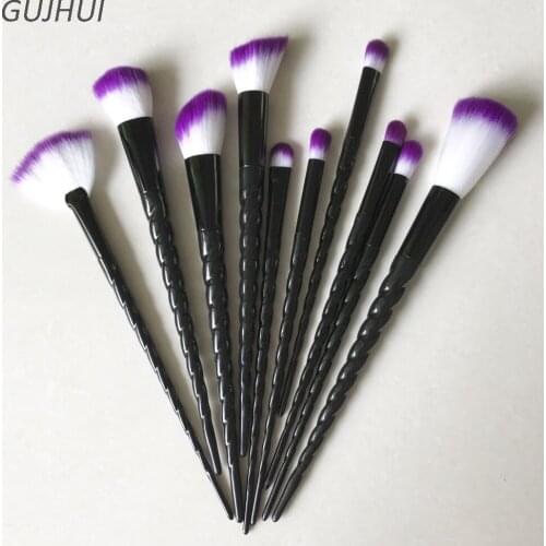 10PCS Spiral Handle Unicorn Makeup Brushes Black Powder Foundation Blush Face Shading Cosmetic Eyebrow Brush Makeup Tool Kwasten