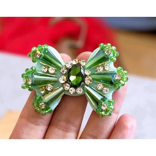 2piece crystal beaded hand-sewn decorative cloth stickers accessories diy clothes bag fur brooch material patch accessories