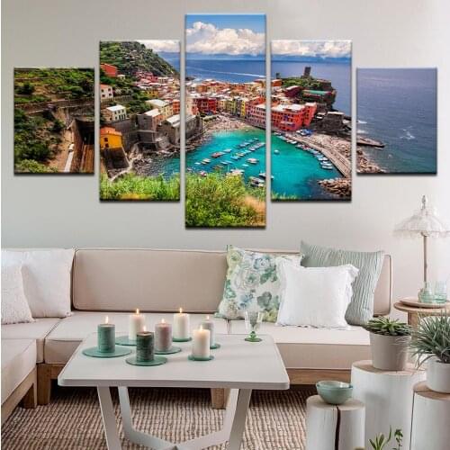 5 Piece Canvas Art Poster Natural Seascape Canvas Painting Home Living Room Decor Wall Artworks(No Frame)