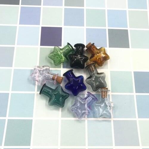 5pcs/lot Colorful Glass Cork Bottles Star Glass Vial Wishing Bottles Souvenir Charm Glass Bottle Jars With Cork DIY Wish Pendant