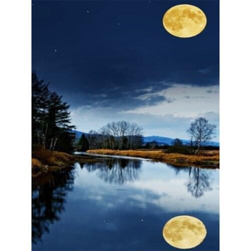 Diamond Painting 5D DIY Square Round Diamond Mosaic Moon Reflection Picture Embroidery Cross Stitch Kit Handmade Gift WG2441
